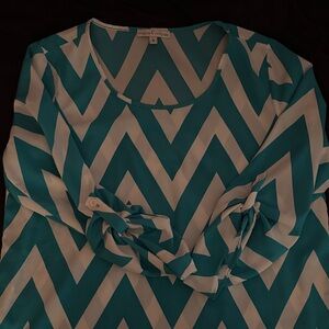Moa Moa Zigzag Blouse - Turquoise and White